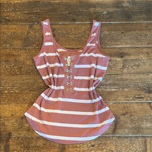 Chaser Pink and White Striped Tank Top